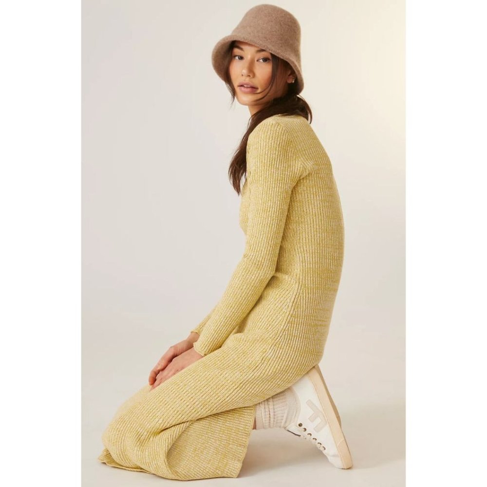 NWOT Daily Practice by Anthropologie Yellow Alla Midi Dress